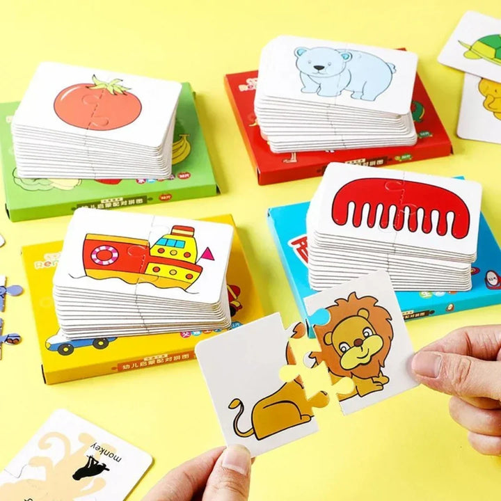 Kleurrijk kinder memospel met diverse afbeeldingen, ideaal voor geheugen en concentratie.