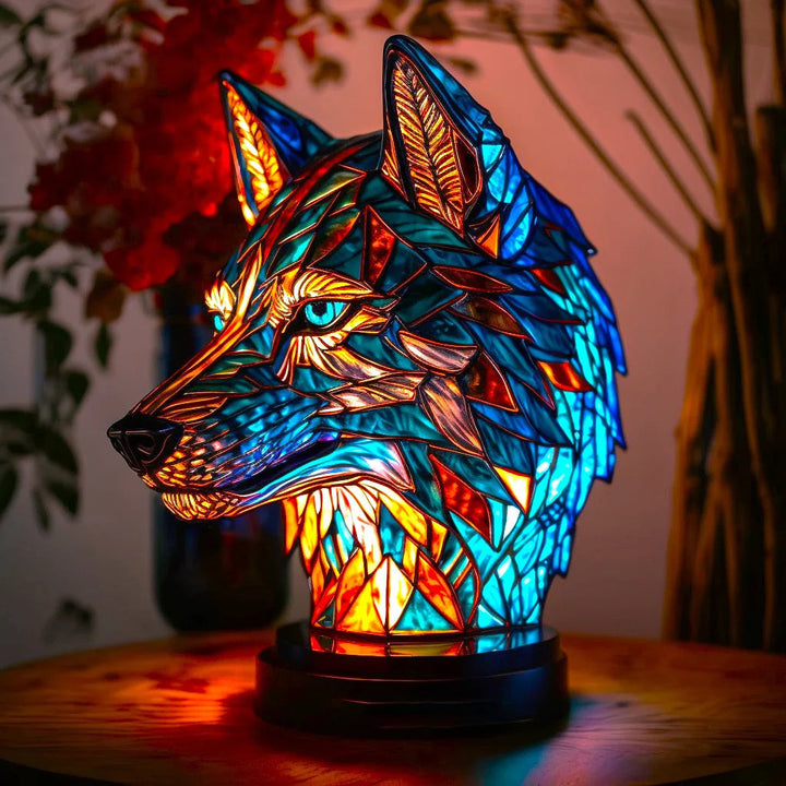 Nachtlampje dierenkunst met LED verlichting, sculpturale hars decoratie voor sfeervol interieur.