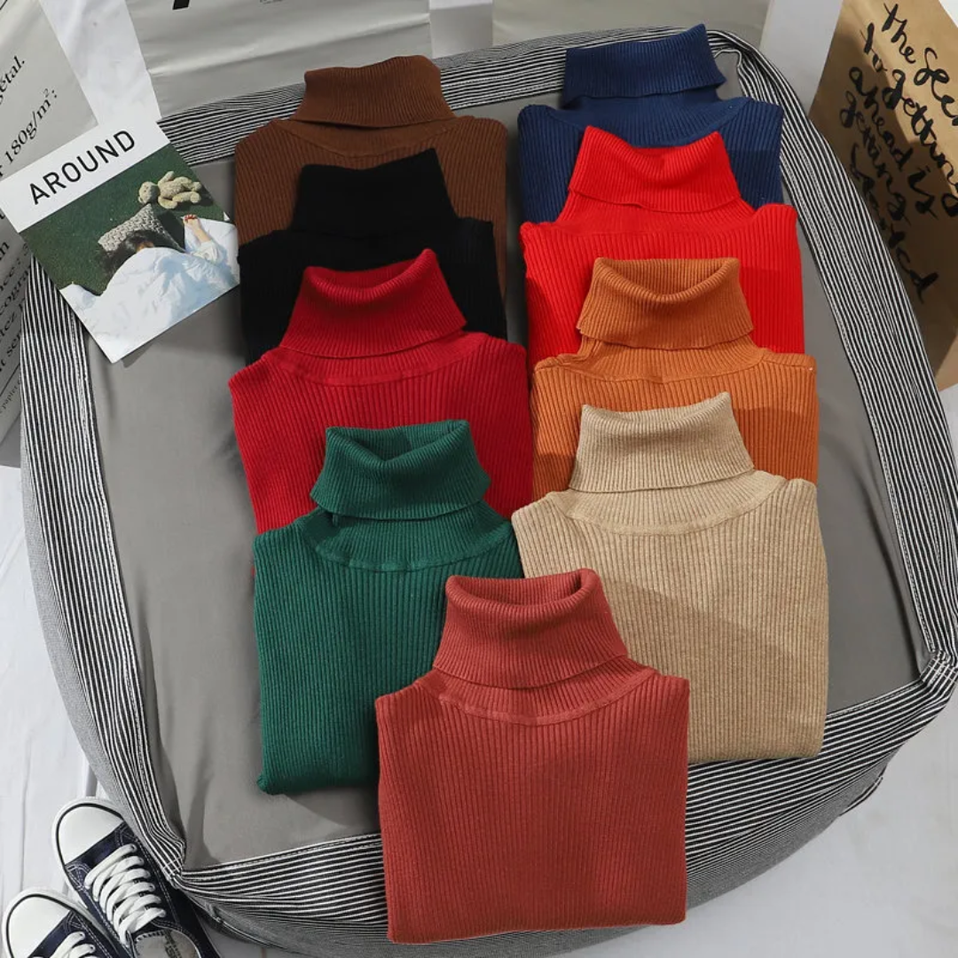 Comfortabele effen kasjmierlook dames coltrui, lange mouwen, voor warmte en stijl.