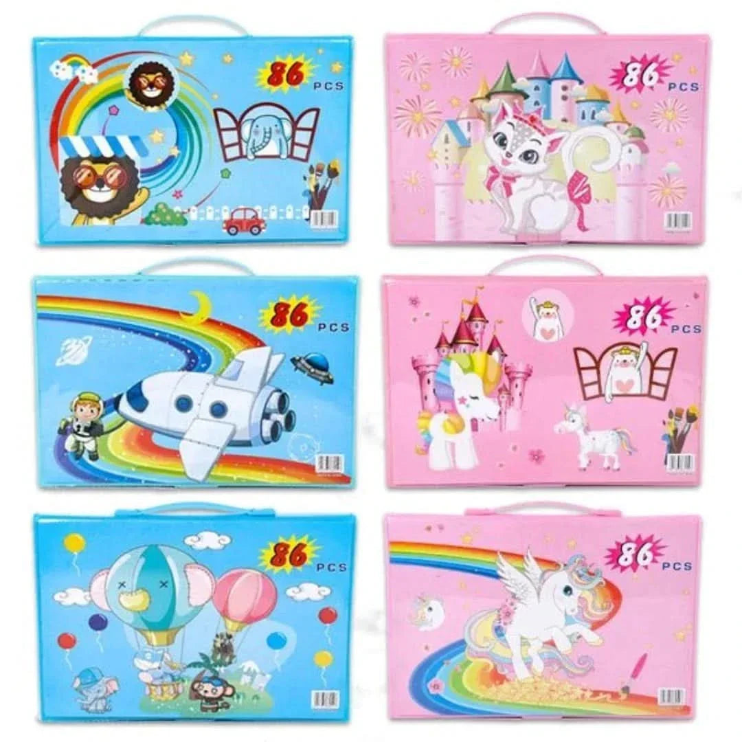 Complete creativiteitsset voor kinderen, perfect om te leren tekenen, schilderen en knutselen.