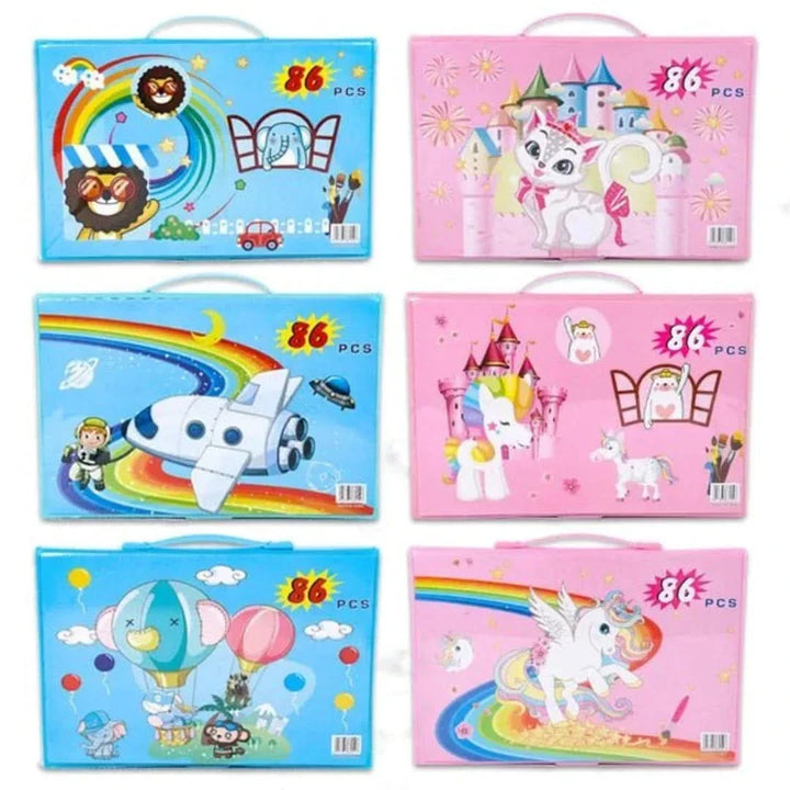 Complete creativiteitsset voor kinderen, perfect om te leren tekenen, schilderen en knutselen.