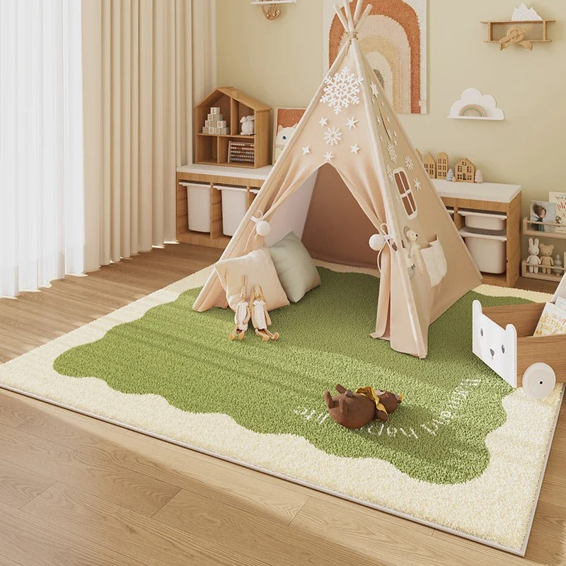 Detail van de zachte, waterdichte babyspeelmat met memory foam, perfect voor de ontwikkeling van je baby.