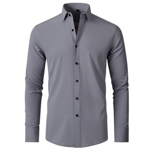 Veelzijdig elastisch herenoverhemd, stijlvol voor zowel casual als nette looks, vier seizoenen.