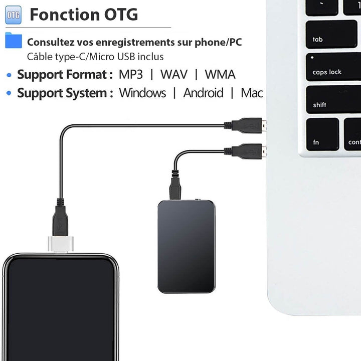 Compacte mini voice recorder, ultra-dun model, ideale elektronica voor opname.
