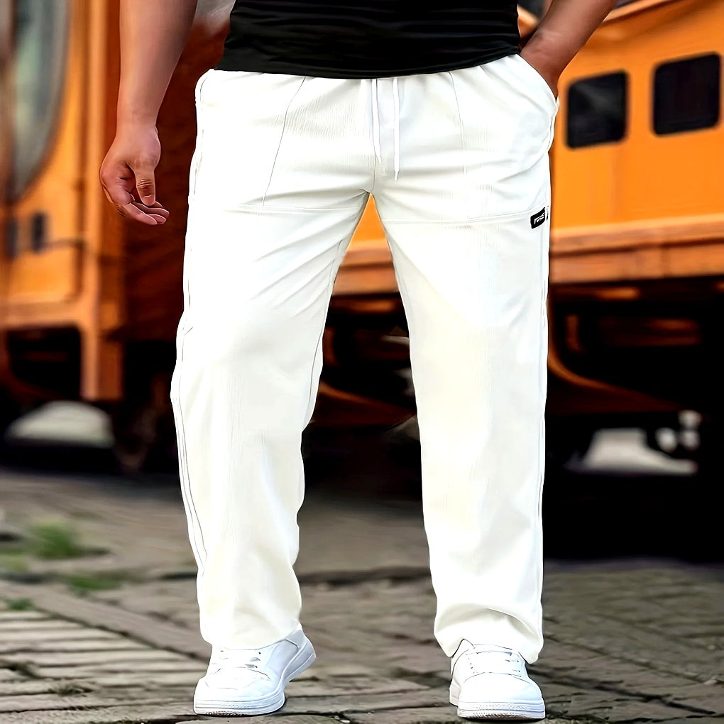 Grijze heren pantalon van zachte katoenmix, elastisch. Stijlvolle en comfortabele casual broek.