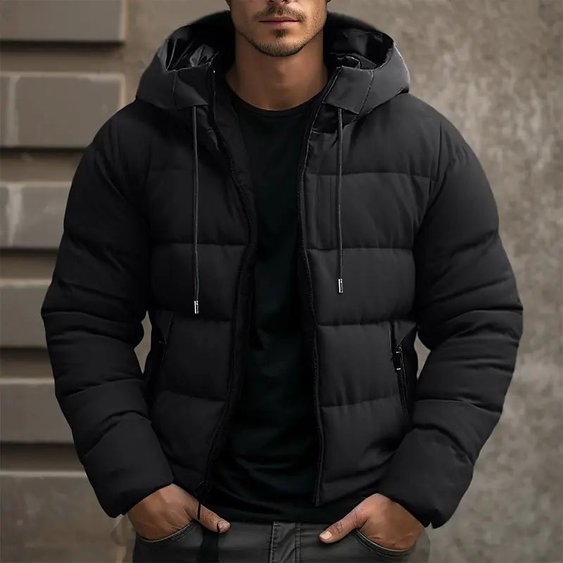 Dikke, warme heren pufferjack, ideaal voor de winter. Comfortabele bovenkleding voor stijlvolle herenmode.