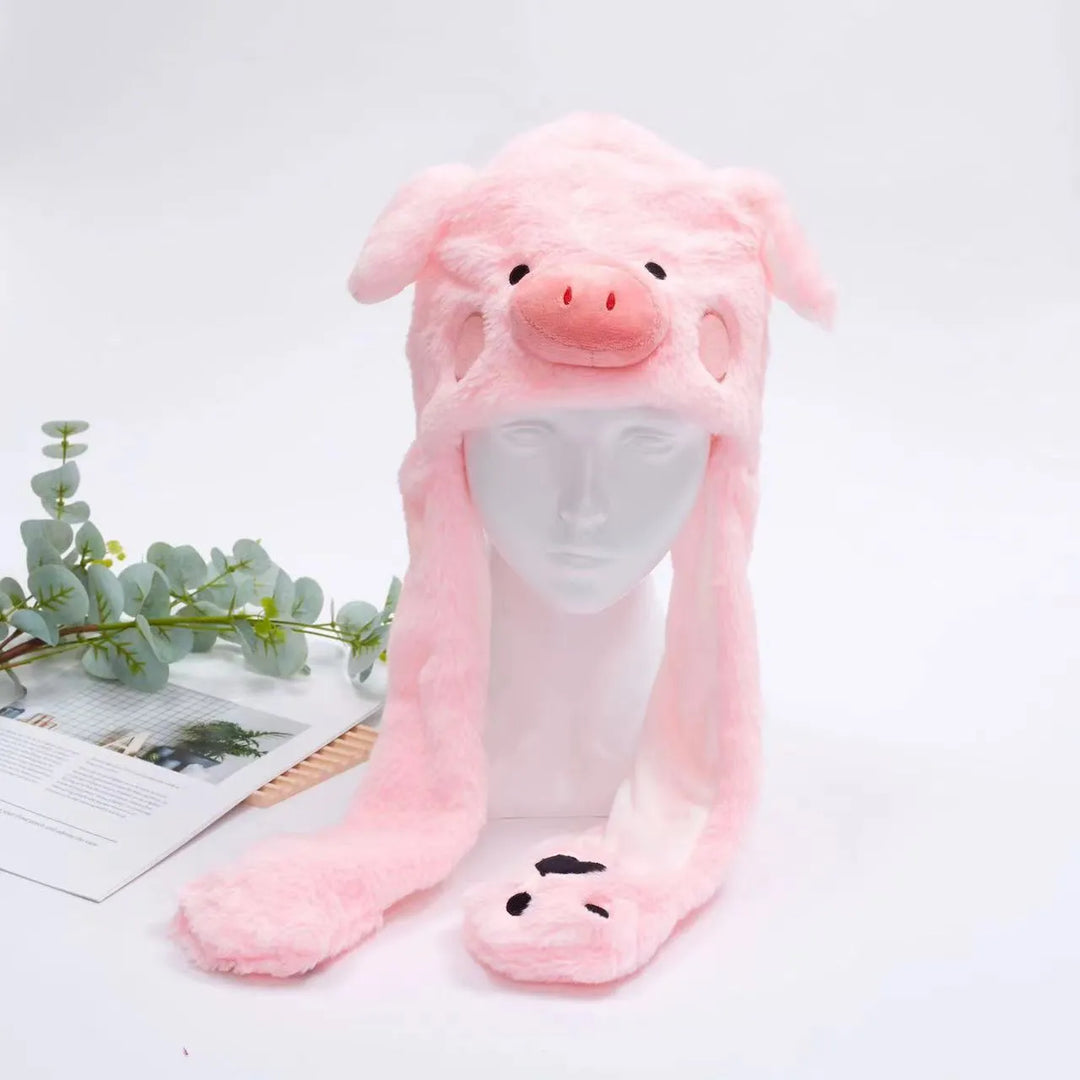 Pluizige kattenmuts met bewegende oren, unisex en schattig voor feestjes en kerst.