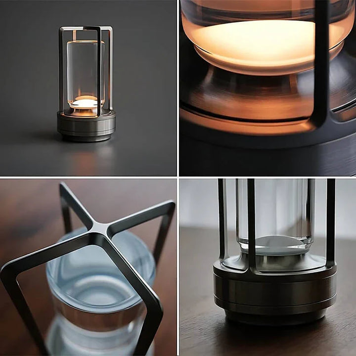 Veelzijdige AuroraGlow kristallen lamp, zowel binnen als buiten te gebruiken voor unieke sfeer.