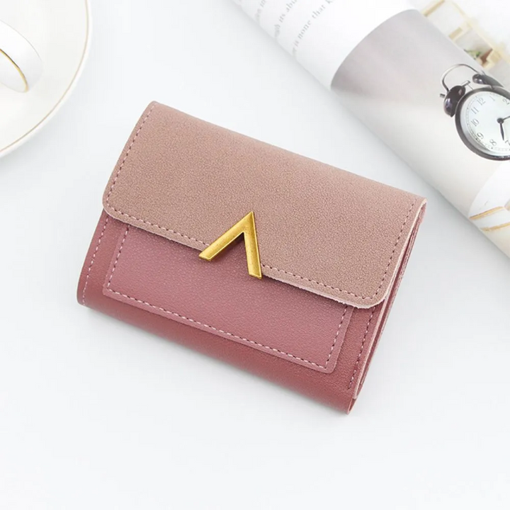 Trendy lederen mini portemonnee voor dames, met zacht fluwelen detail.