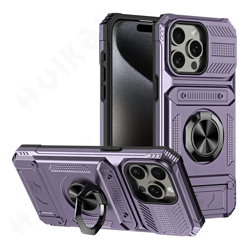 Schokbestendig iPhone hoesje met kaarthouder & magneetring voor iPhone 15.
