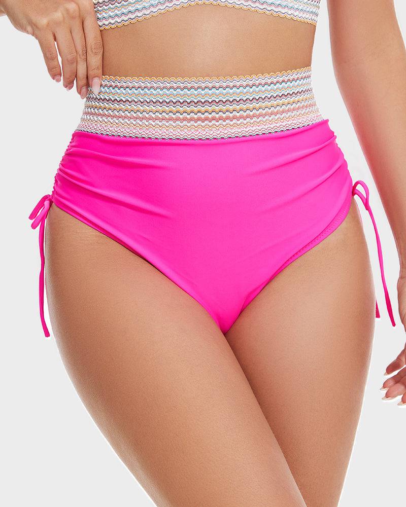 Zomerse dames bikini, hoge taille met buikcontrole, corrigerend en stijlvol kleurblok.