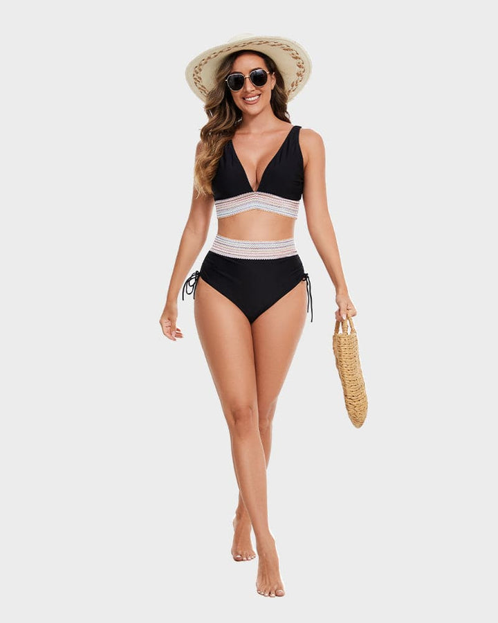 Dames zwemkleding: corrigerende bikini met buikcontrole, comfortabele pasvorm en kleurblok.