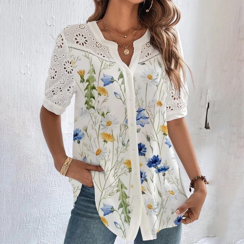 Elegante damesblouse met perfecte pasvorm en vrolijke print, ideaal voor casual chique outfits.