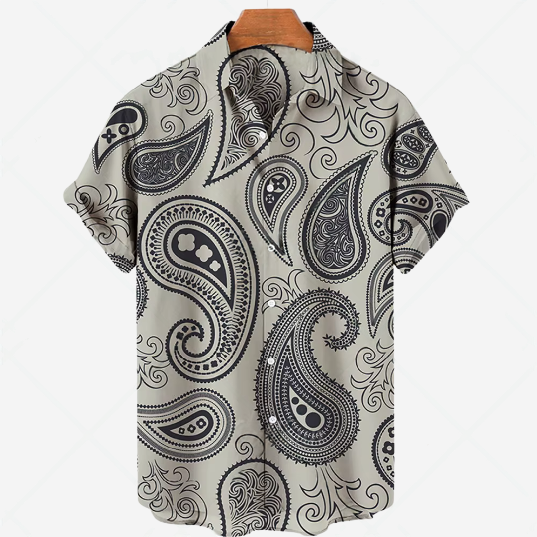 Comfortabel heren shirt met korte mouwen en stijlvolle moderne print, ideaal voor een casual zomerlook.