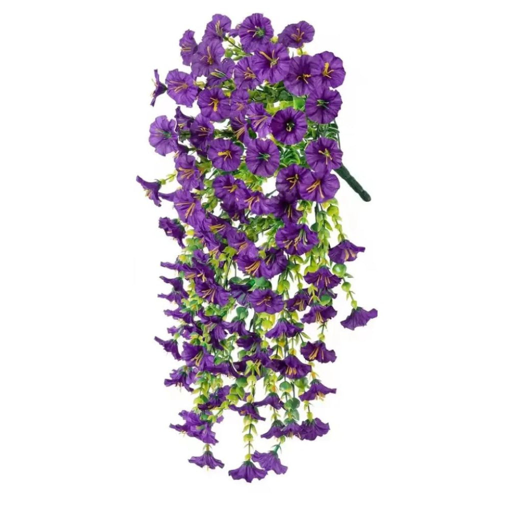 Natuurgetrouwe kunstbloemen: UV-bestendige ochtendglorie hangplant. Veelzijdige decoratie voor elk interieur.