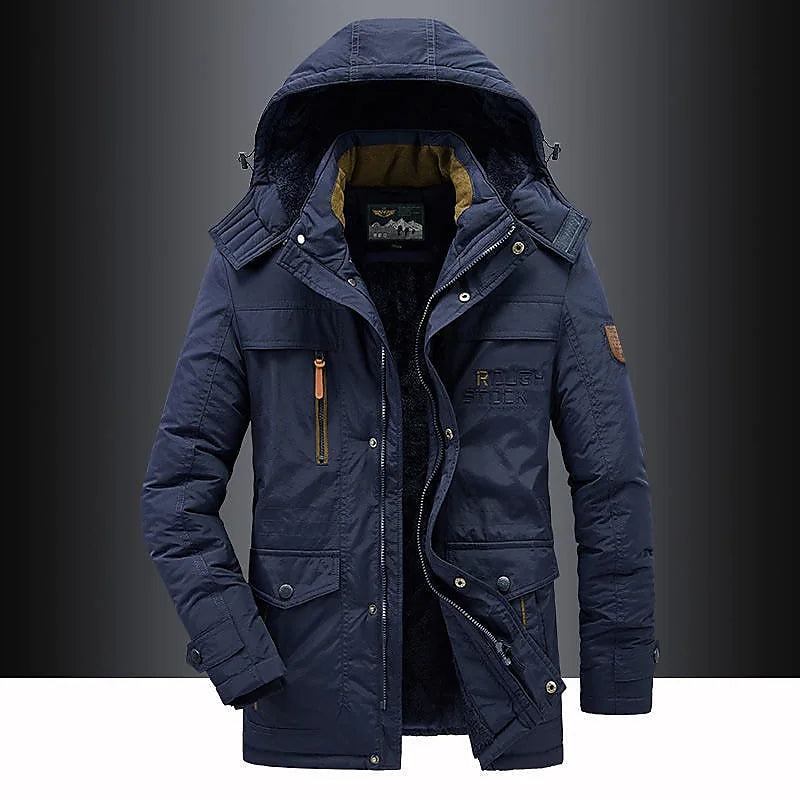 Comfortabele heren parka Leventis, ideale warme winterjas met fleece-voering voor koude dagen. Essentiële buitenkleding.